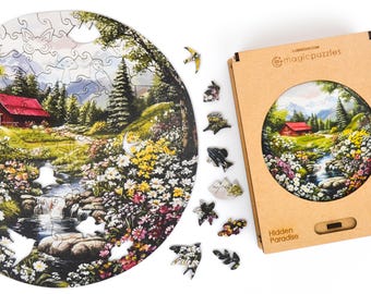 Hidden Paradise Wooden Jigsaw Puzzle: Animal Shaped 3D Pieces