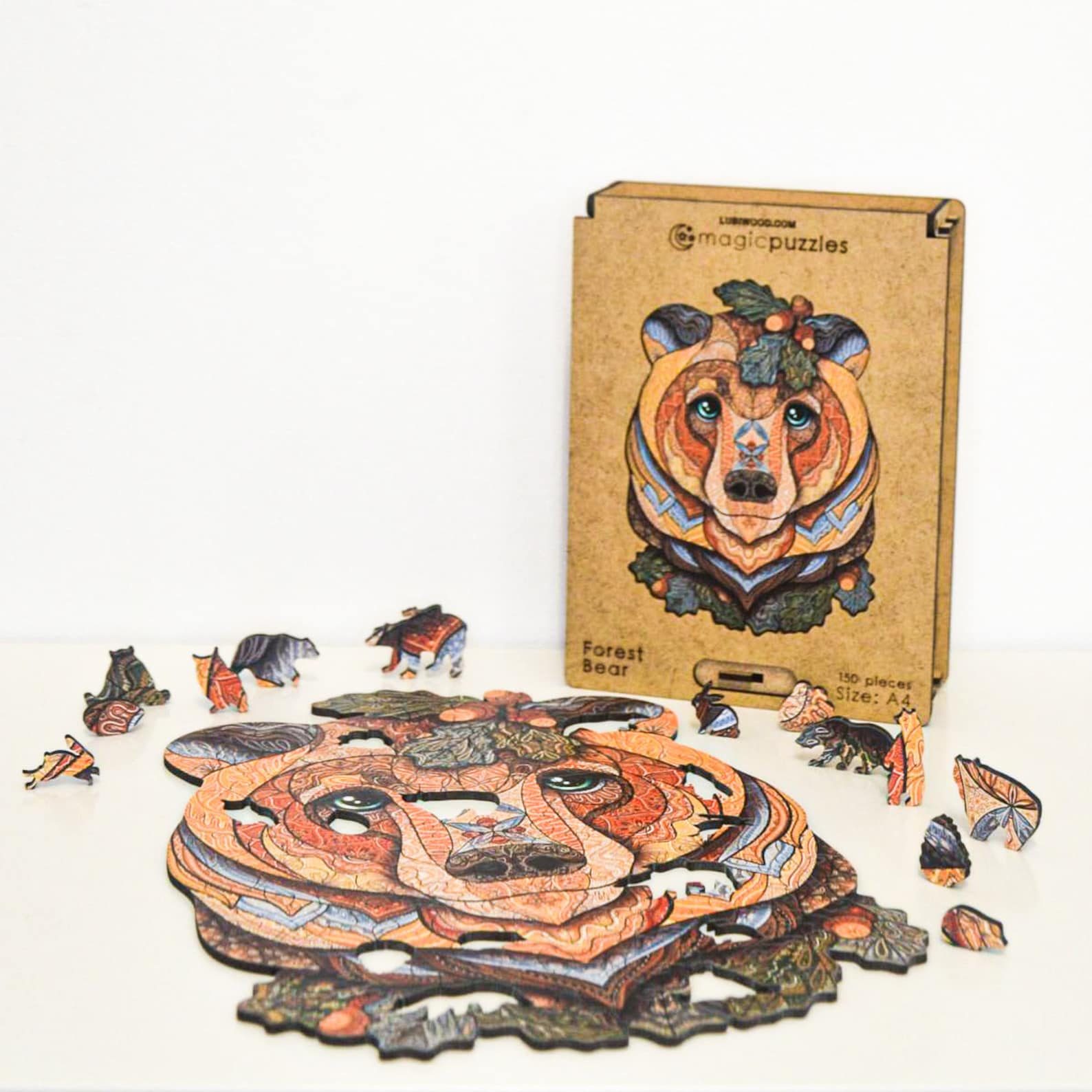 Forest Bear Wooden Jigsaw Puzzle for Adults and Kids | Laser Cut ...