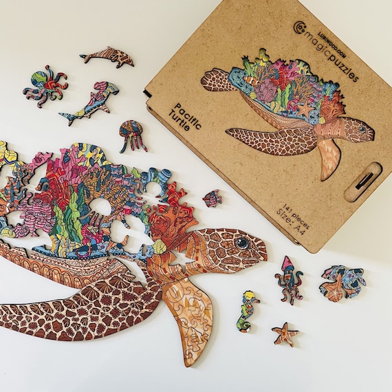 Puzzle in legno Tartaruga del Pacifico per adulti e bambini / Legno premium  tagliato al laser / Pezzi di puzzle 3D a forma di animale / Regalo unico -   Italia