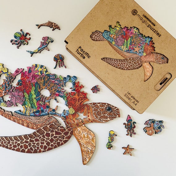 Puzzle in legno Tartaruga del Pacifico per adulti e bambini / Legno premium  tagliato al laser / Pezzi di puzzle 3D a forma di animale / Regalo unico -   Italia