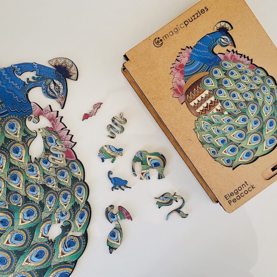 Puzzle en bois pièces de forme unique cadeau animal pour adultes