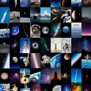 Space Photo Wall Collage Kit - Dorm Wall Decor, Bedroom Art Prints, Teen Room Bedroom Photo Wall - 80 PCS DIGITAL DOWNLOAD