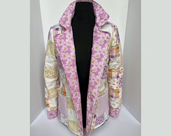 Quilted Coat, Quilted Jacket, Spring Coat, Purple Coat, Quilted Clothes, Purple Clothing, Coat with Pockets, Lined Coat, Lined Jacket
