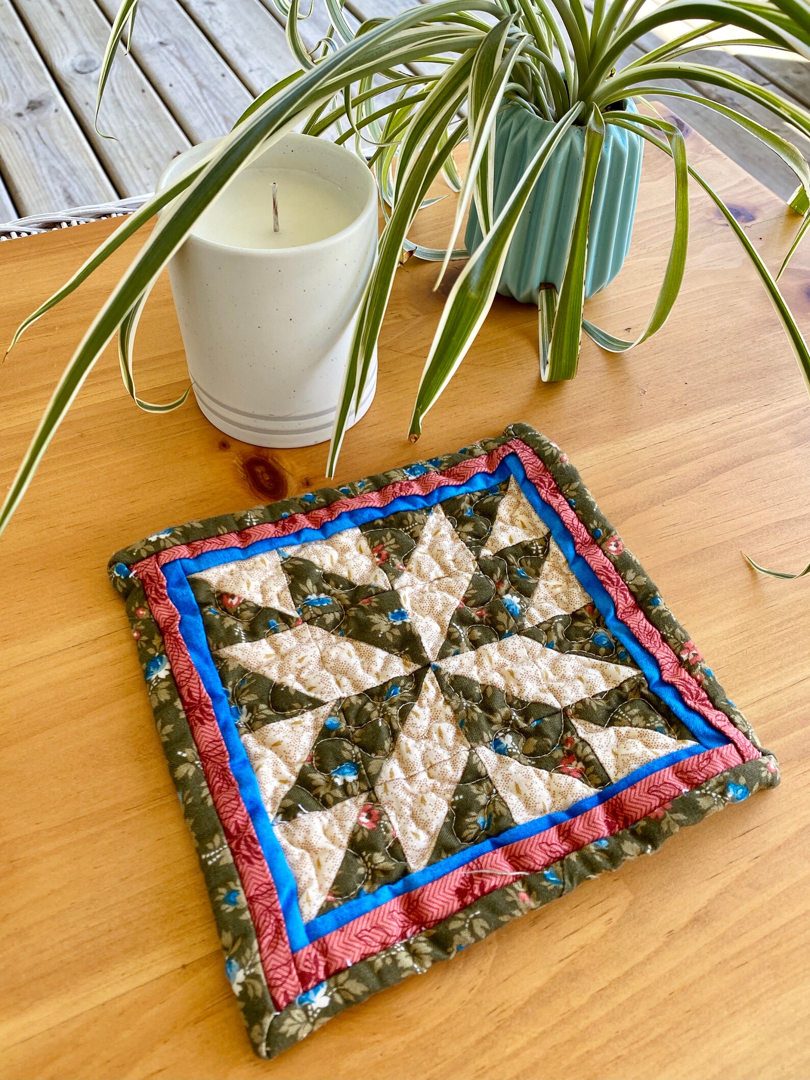 Quilted Candle Mat Handmade Coaster Unique Plant Mat Unique Etsy UK