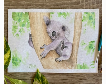 Original A5 Watercolour Koala Painting