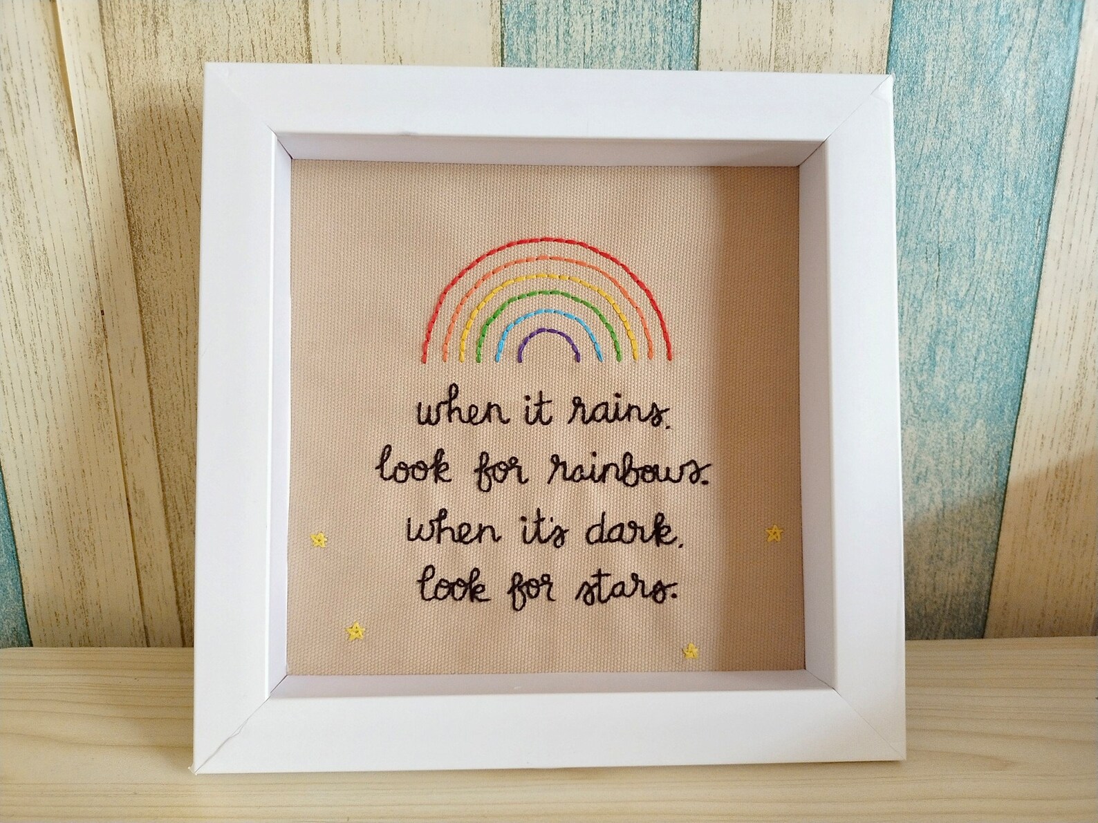 Rainbow quote handmade embroidered quote embroidery framed  etsy Rainbow quote handmade embroidered quote embroidery framed  etsy