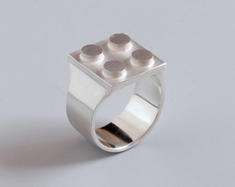 Bague Multi Brick / Bague Argent / Chevalière / Bijoux Argent / multicolore / minimal / géométrique / unisexe /