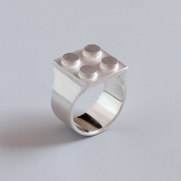 Multi Brick Ring / Silber Ring /Siegelring / Silber Schmuck / multicolor/ minimal / geometrisch / unisex /