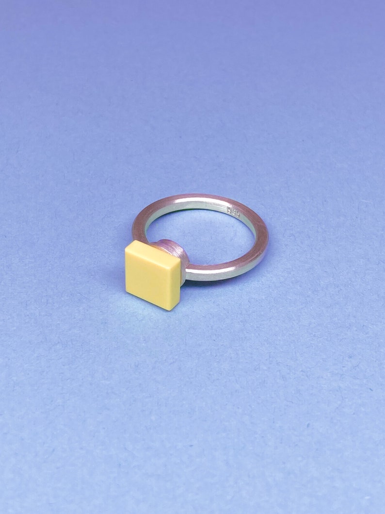 Multi Brick Solitaire Ring / silver ring / engagement ring / multicolor / minimal / silver jewelry / image 4