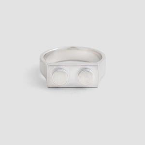 Siegelring aus 925er Sterling Silber / kompatibel mit Lego-Steinen / Multi Brick 2x1 Ring  / Farbenfroher Minimalistischer Ring