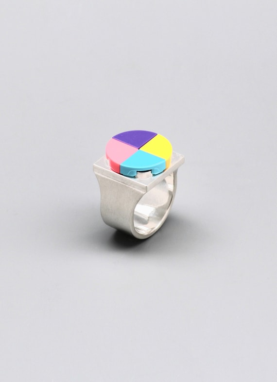 Signet Ring in 925 Sterling Silver / Multi Brick Signet Ring