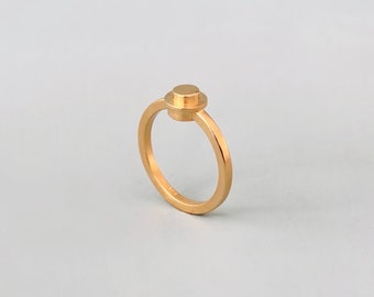 Multi Brick Solitaire Ring / Gouden Ring / 14k Geel Goud / Verlovingsring / veelkleurig / minimaal / solitaire