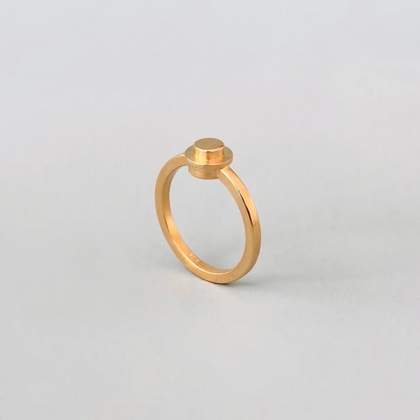 Multi Brick Solitaire Ring / Gold Ring/ 14k Gelbgold / Verlobungsring / multicolor / minimal / solitär