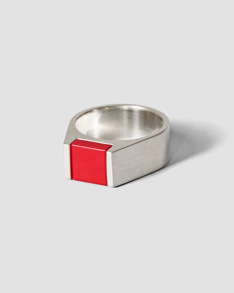 Multi Hidden Brick Ring / compatible with Lego-Bricks / 925 Sterling Silver / 1x1 image 2