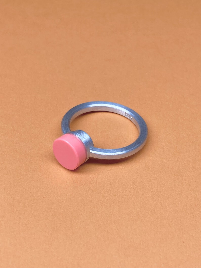 Multi Brick Solitaire Ring / zilveren ring / verlovingsring / veelkleurig / minimaal / zilveren sieraden / afbeelding 8