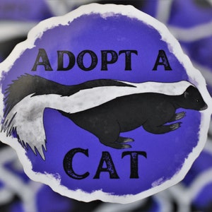 Vinyl Sticker, Adopt a Cat, Skunk
