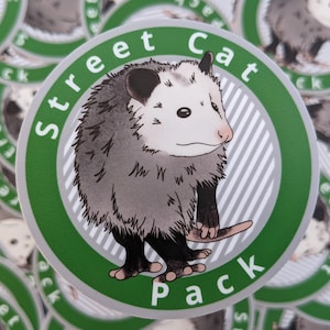 Vinyl Sticker, Street Cat Pack, Opossum