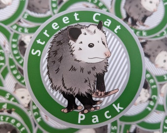 Vinyl Sticker, Street Cat Pack, Opossum