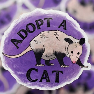 Vinyl Sticker, Adopt a Cat, Opossum