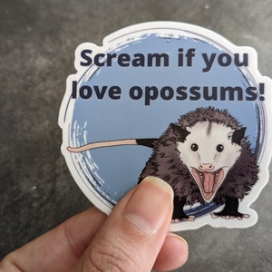 Vinyl Sticker, Scream if you love Opossums