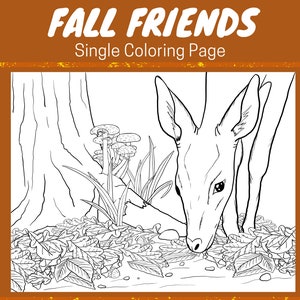 Single Coloring Page, Deer among oak trees