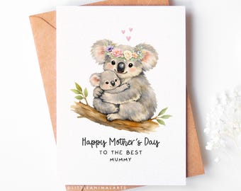 Koala Bär Muttertagskarte - Personalisiertes Mama Geschenk von Tochter Sohn - Benutzerdefinierte Koala Mama und Baby Gruß