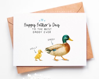 Duck Fathers Day Card - Dad Card From Child - Duckling Animal Card - Daddy Grandad Card - Cute Farm Animal Greeting Card