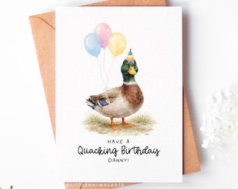 Duck Birthday Card – Funny Duck Birthday Card – Mallard Duck Card – Bird Lover Birthday Card – Luxury Art Greeting Card A6 A5