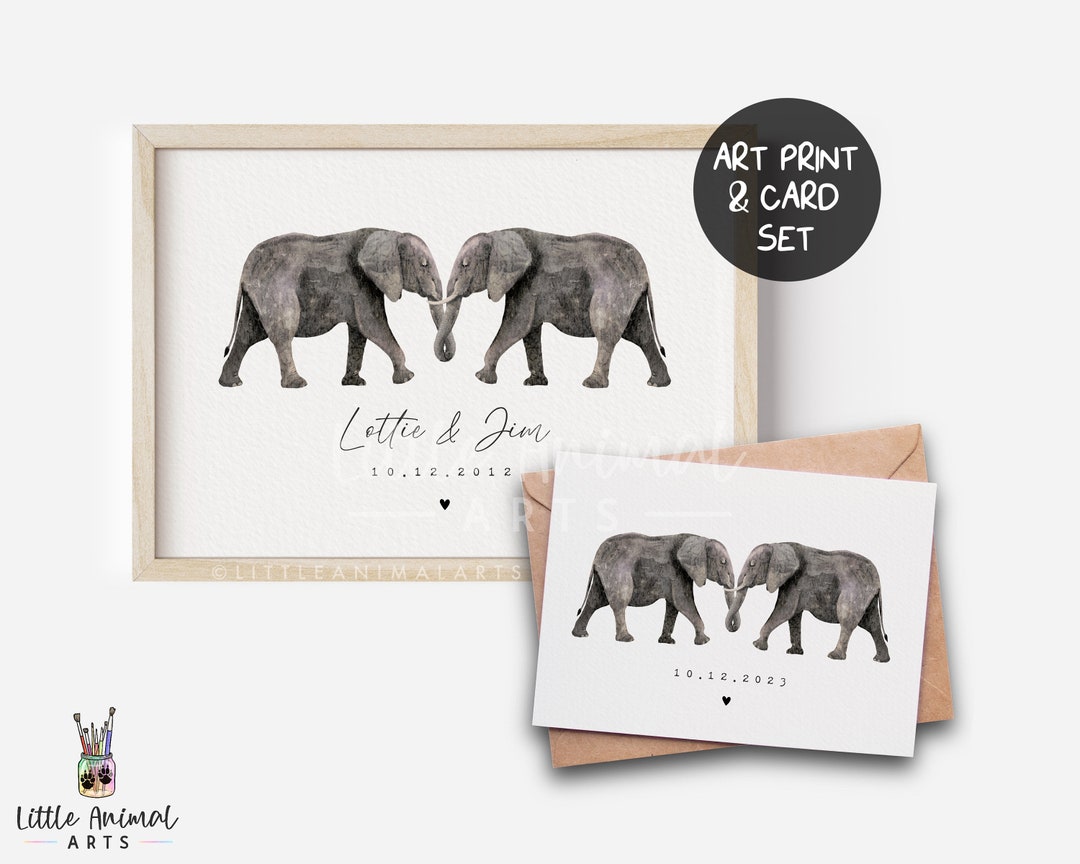 Elefant Jahrestag Geschenk Set Personalisierte Hochzeit Etsy.de