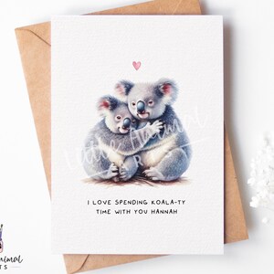 Cute Koala Love Card • Personalised Valentines Day Greeting for her him wife husband fiancé • Custom Anniversary Gift Boyfriend Girlfriend