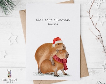 Capybara Couple Christmas Greeting Card • Funny Capy Gifts for Boyfriend Girlfriend • Wife Husband Animal Presents