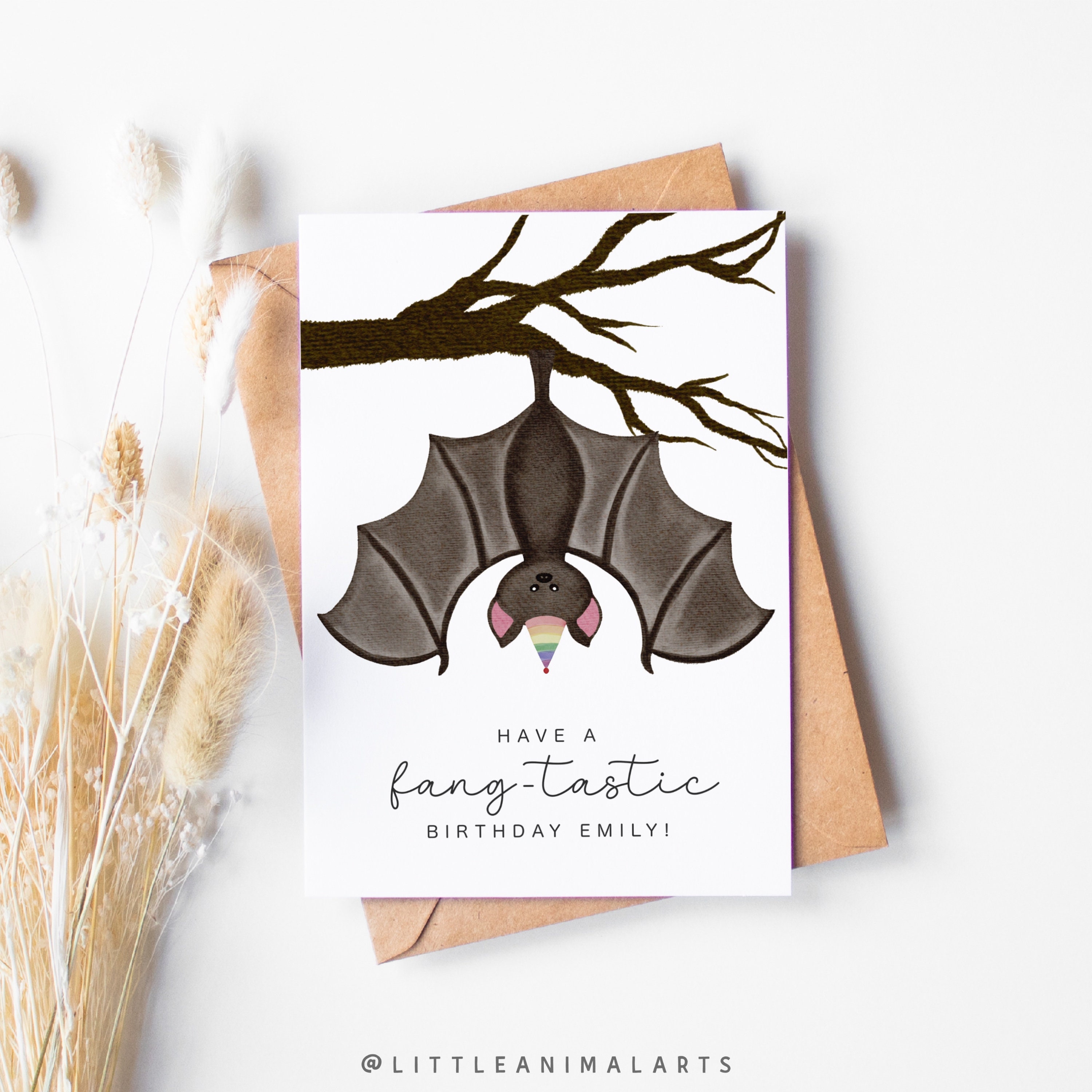 Bat Birthday Card Bat Cards Birthday Bat Card Personalised Etsy