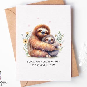 Leuke Moederdagkaart luiaard • Gepersonaliseerd cadeau moeder van zoon zoon • Aangepaste verjaardagsgroet schattige baby luiaard