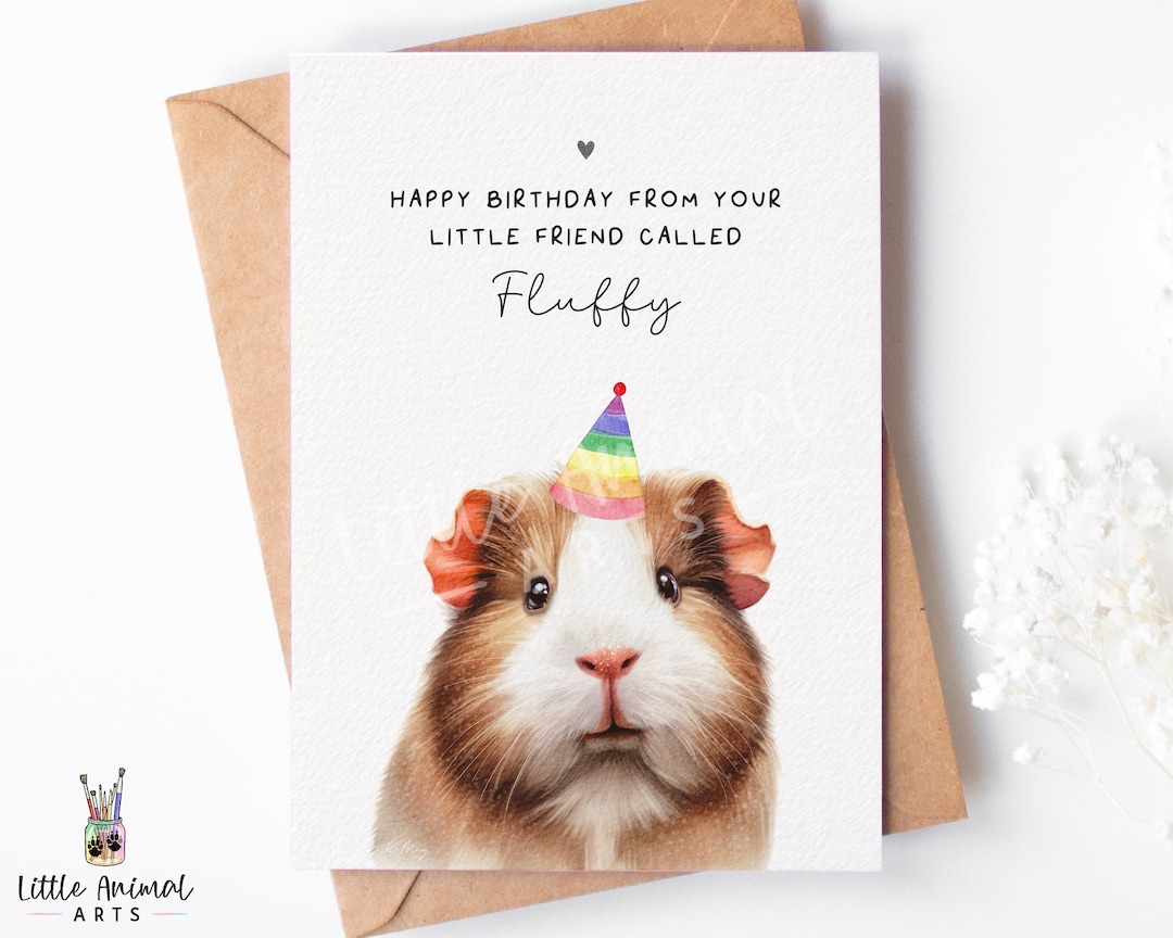 Guinea Pig Birthday Card • Personalised Kids Funny Pet Gift • Custom ...