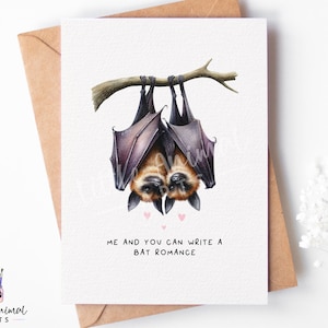 Carte d'amour chauve-souris • Carte de voeux personnalisée pour la Saint-Valentin fantasmagorique pour elle, lui, mari fiancé, femme • Cadeau d'anniversaire gothique, petit ami, petite amie