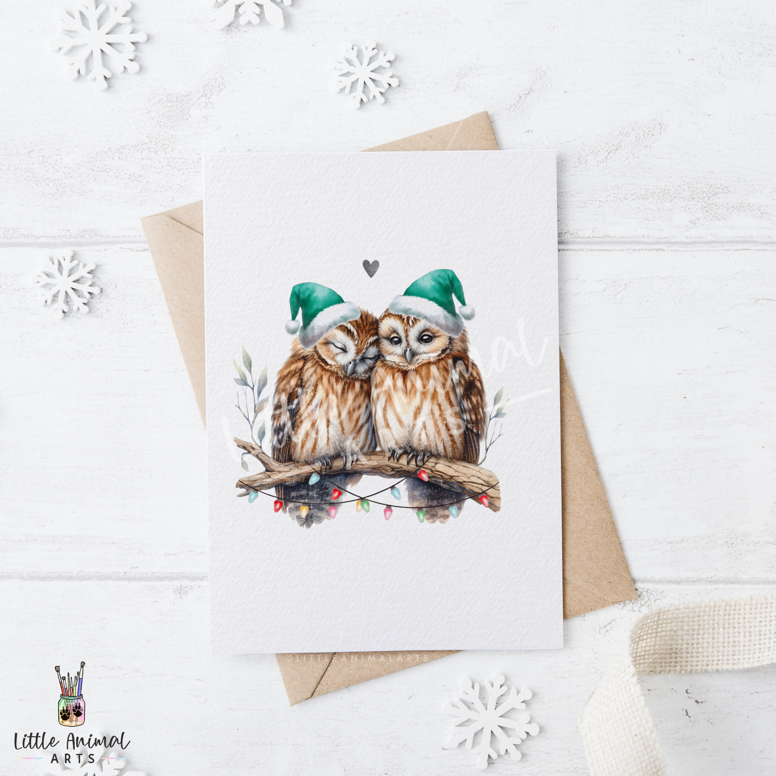 Merry Christmas Card With Place For Text And Watercolor Owl. Minimal Holiday Design With White Background 68910945 Vector Art At - View #3