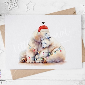 Carte de Noël couple ours polaire • Voeux de Noël femme mari personnalisé • Ours mignon cadeaux pour elle lui petit ami petite amie fiancé