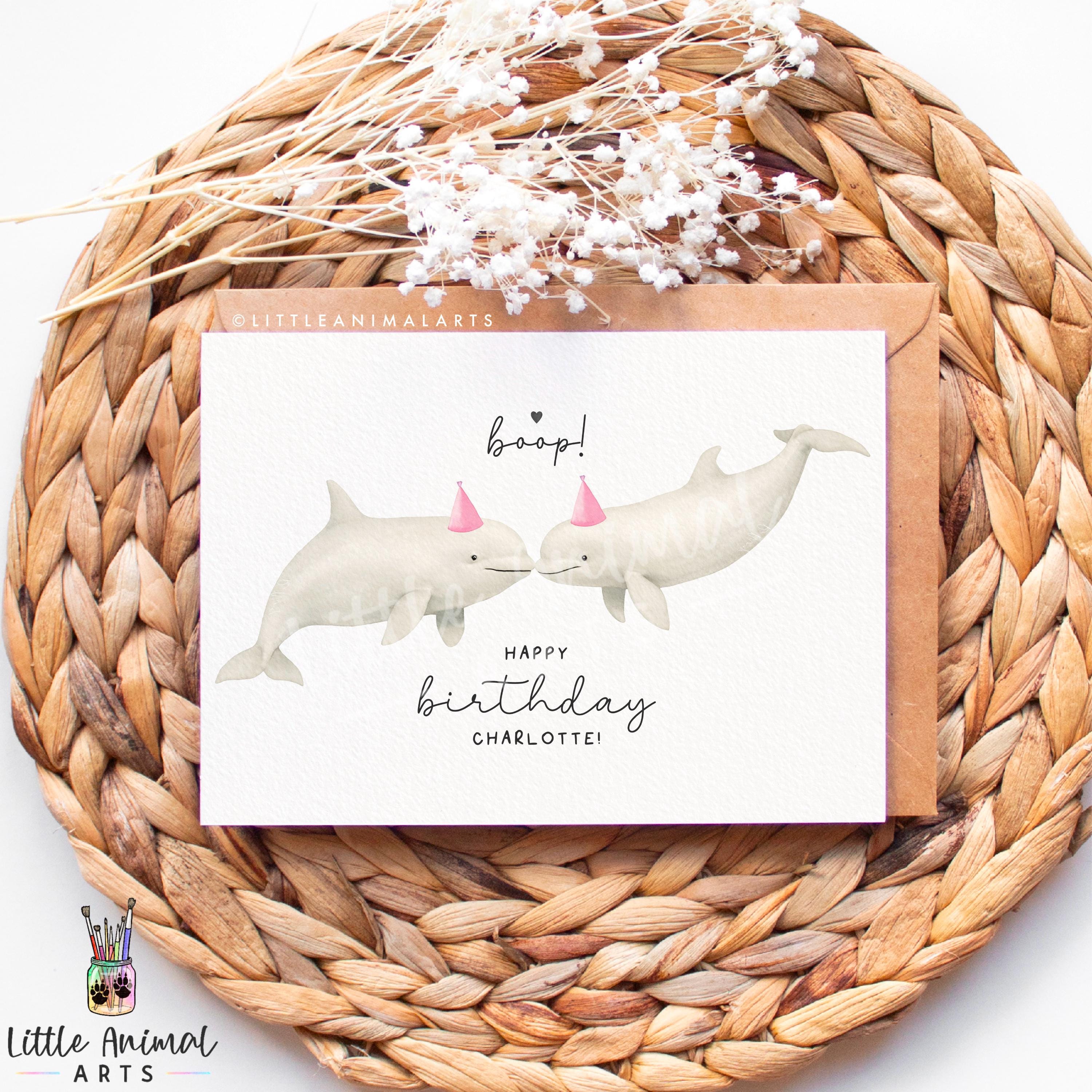 Beluga Dolphin Couple Birthday Card – Ocean Lover Personalised ...