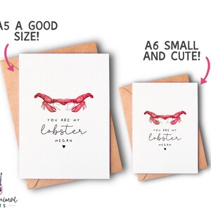 Lobster Anniversary Card / friends lobster quote card, cute lobster card, lobster cards, lobster valentines day card, wedding card image 3