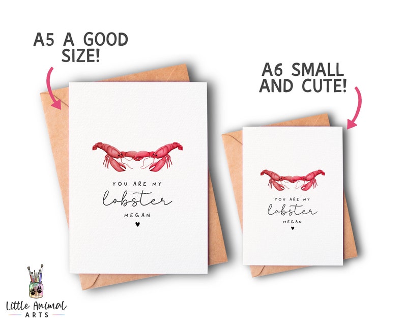 Lobster Anniversary Card / friends lobster quote card, cute lobster card, lobster cards, lobster valentines day card, wedding card image 3