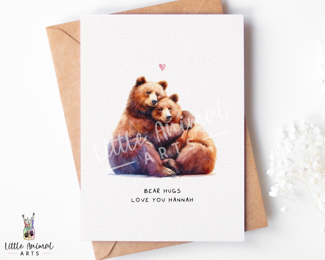 Bear Hugs Love Card • Personalised Valentines Day Greeting for Her Him ...