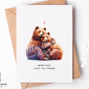 Bear Hugs Love Card • Biglietto di auguri personalizzato per San Valentino per lei, lui, moglie, marito, fidanzato • Regalo di anniversario personalizzato per fidanzato e fidanzata