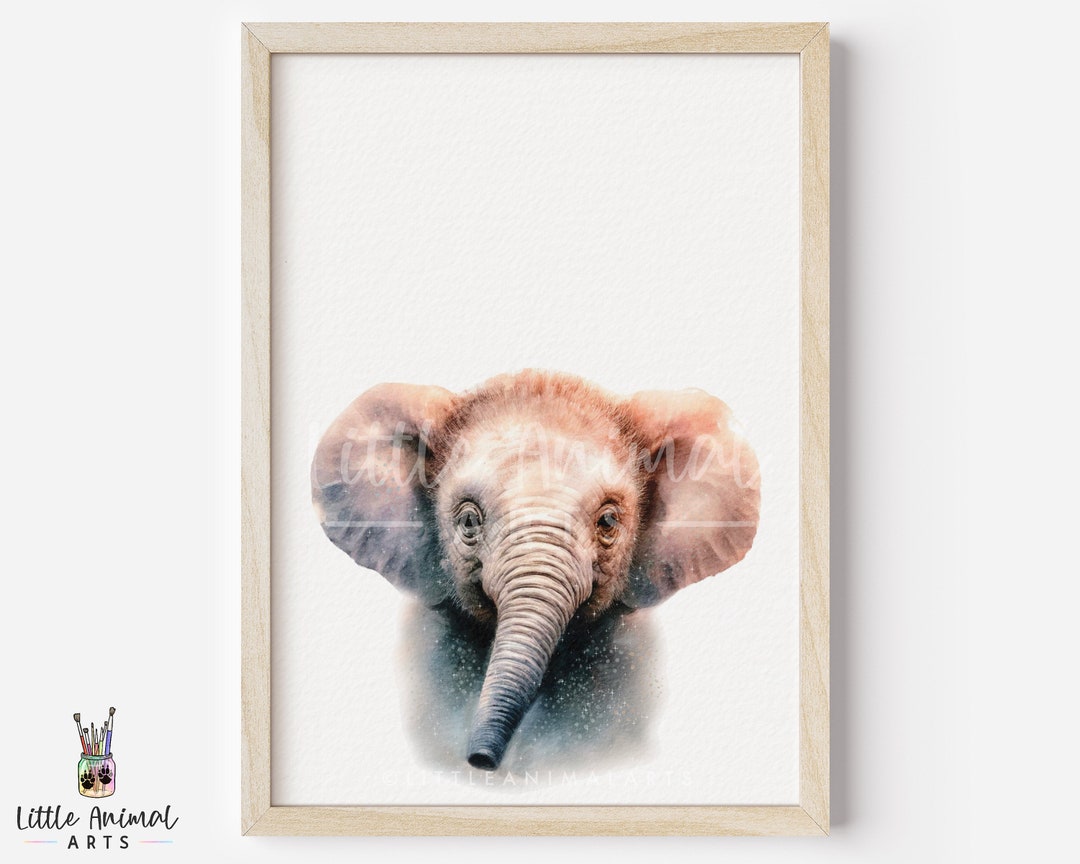 Elephant Baby Watercolour Art Print • Safari Jungle Animal Nursery Wall ...