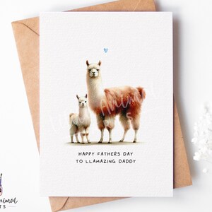 Carte de fête des pères lama amusante • Cadeau personnalisé papa grand-père, je t'aime de la part de son fils et de sa fille • 1er cadeau de fête des pères du ventre au ventre