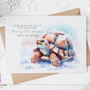 Großeltern-Schildkröten-Weihnachtskarte • Sentimentales Tier-Weihnachtsgruß-Geschenk • Personalisiertes glückliches Feiertagsgeschenk