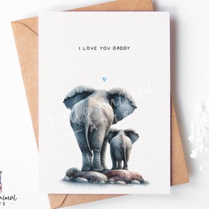Leuke vaderdagkaart olifant • Gepersonaliseerde liefde voor je papa opa cadeau van zoon, dochter • 1e vaderdagcadeau van hobbel tot man