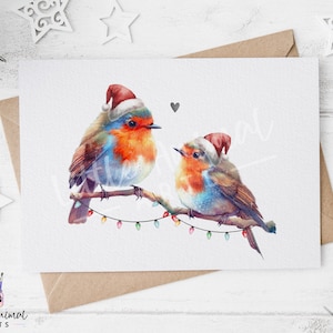 Leuke kerstkaart roodborstje stel • Echtgenoot vrouw vriendin vriendin cadeaus • Gepersonaliseerde sentimentele dierengroet voor partner verloofde