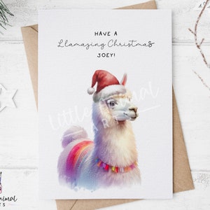 Biglietto di auguri natalizio con lama • Regalo di auguri natalizio personalizzato con lama divertente • Idee regalo con lama per lui e per lei amanti degli animali