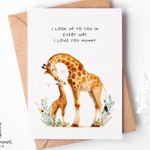 Schattige moederdagkaart giraf • Gepersonaliseerd cadeau moeder van zoon zoon • Aangepaste verjaardagsgroet giraf baby en mama