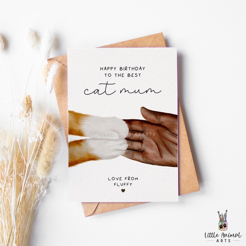 Cat Mum Birthday Card | Personalised Card From Cat, Mum Birthday Gift ...